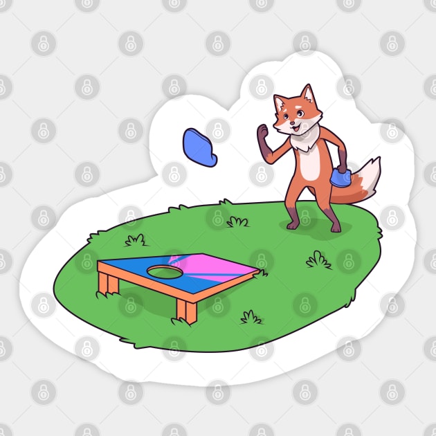 Fox playing cornhole Sticker by Modern Medieval Design